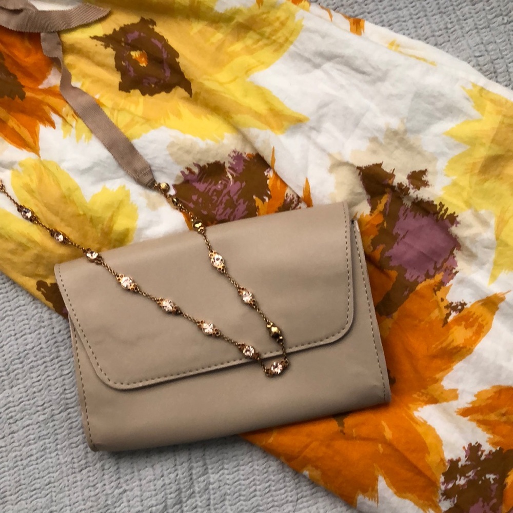 October Jaipur vegan leather nude clutch